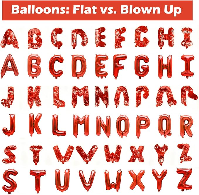 62 Pcs Red Letter Balloons, Custom 2 Set A-Z Set - Image 4