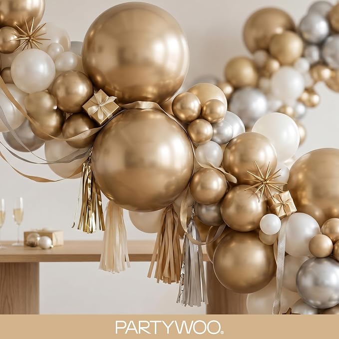 PartyWoo Metallic Gold Balloons 152pcs Chrome Gold Color 18 12 10 5 Inch | 18 - Image 8