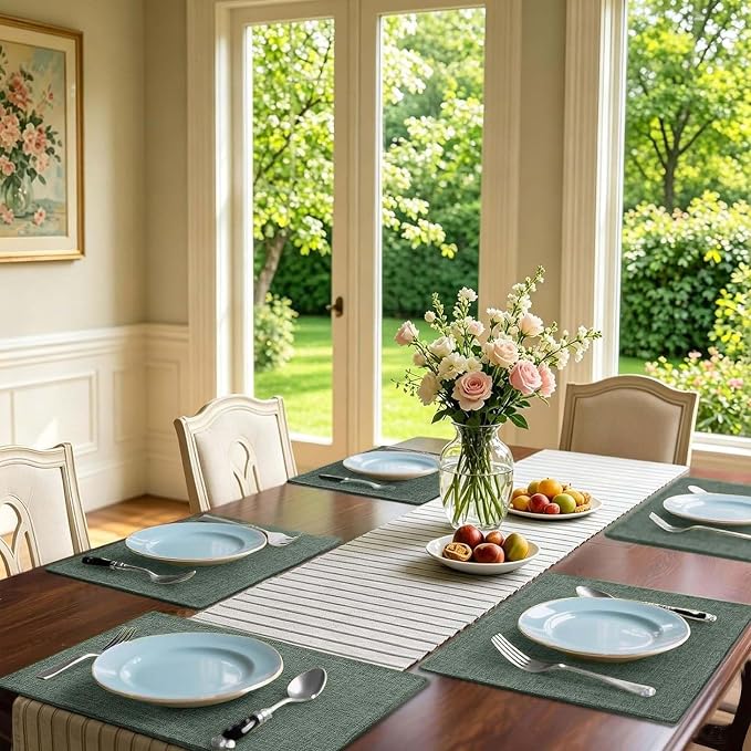 Homaxy Cloths Placemats for Dining Table Set of 6, Cotton Linen Blend Table Mats - Image 2