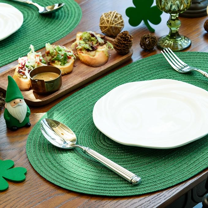 Placemats Set of 4, Woven Oval Braided Dining Table Mats | 12 x 17.5 Inch Size - Image 4