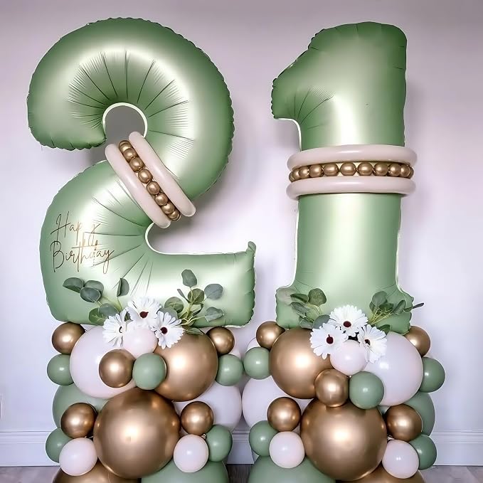 Sage Green 1 Number Balloon, Olive Green 1 Balloons 40 Inch Large Helium Foil - Image 5