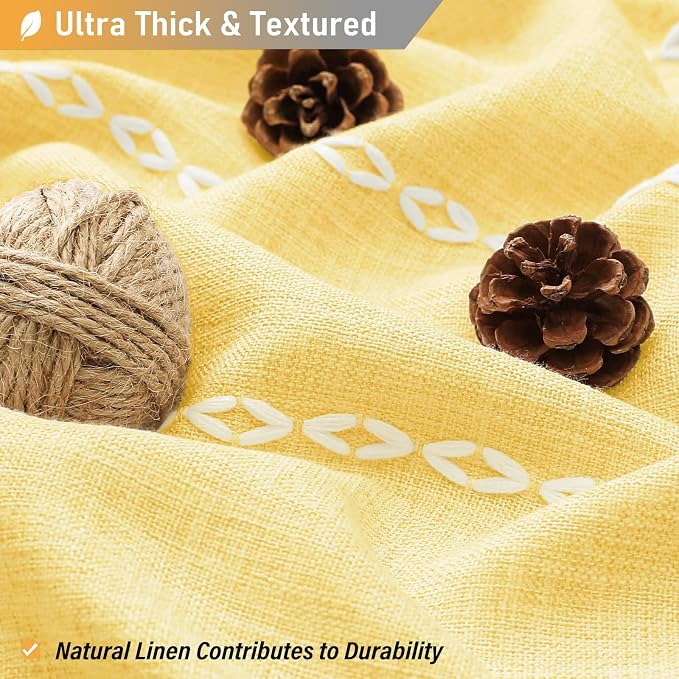 72x96 Extra Long Boho Linen Heavy Duty Shower Curtain Set, 330GSM Linen Blend - Image 2