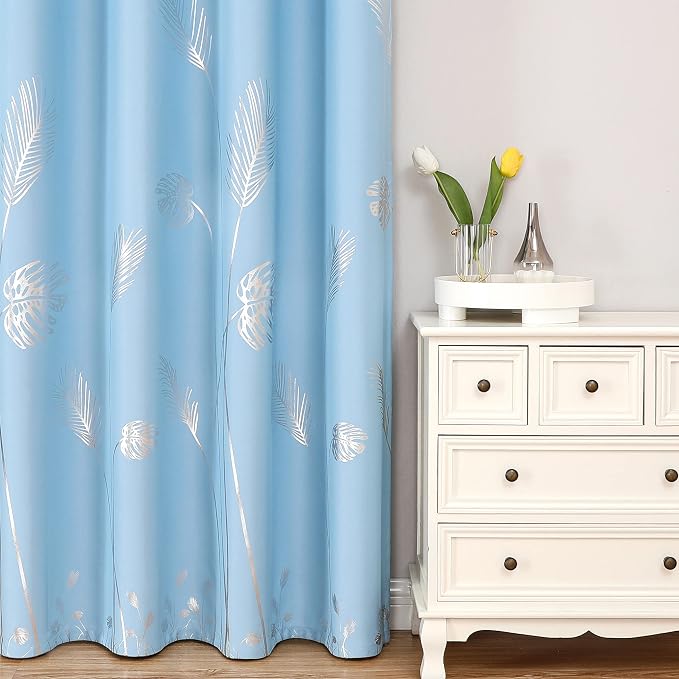 Sky Blue Blackout Curtains for Living Room, Room Darkening Curtains - Image 2