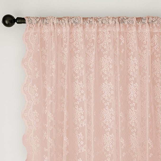 Anmao Vintage Lace Curtains 72 Inches Long 2 Panels Set, Romantic Elegant Light - Image 6