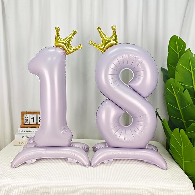Standing Purple Crown Number 3 Balloon 40In Pastel Purple Crown 3 Balloon | - Image 4