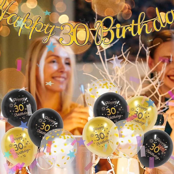 Black Gold 18th Birthday Balloons Pack of 15 Boys Girls Happy 18th Birthday - Image 6