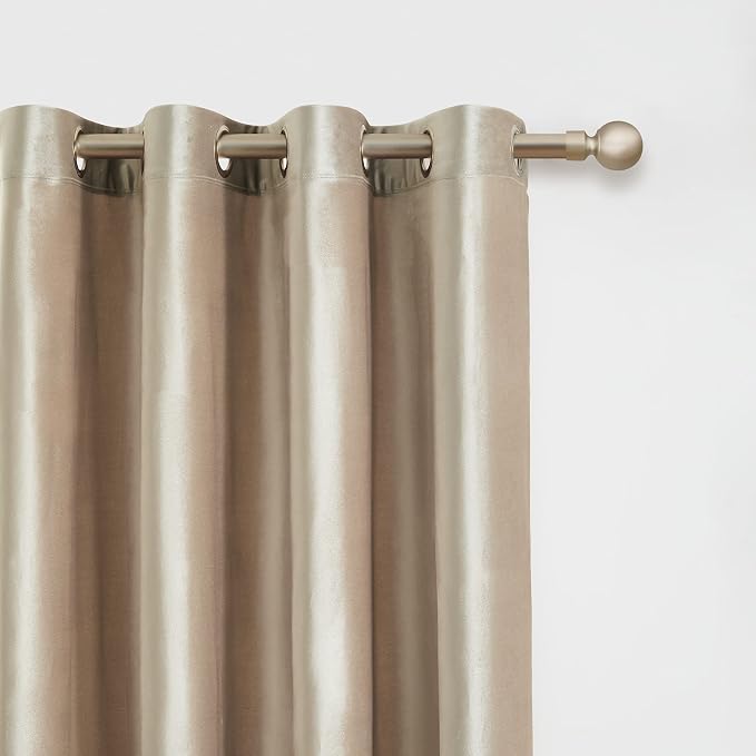 BULBUL Velvet Champagne Grommet Blackout Curtains 72 inch - Image 2