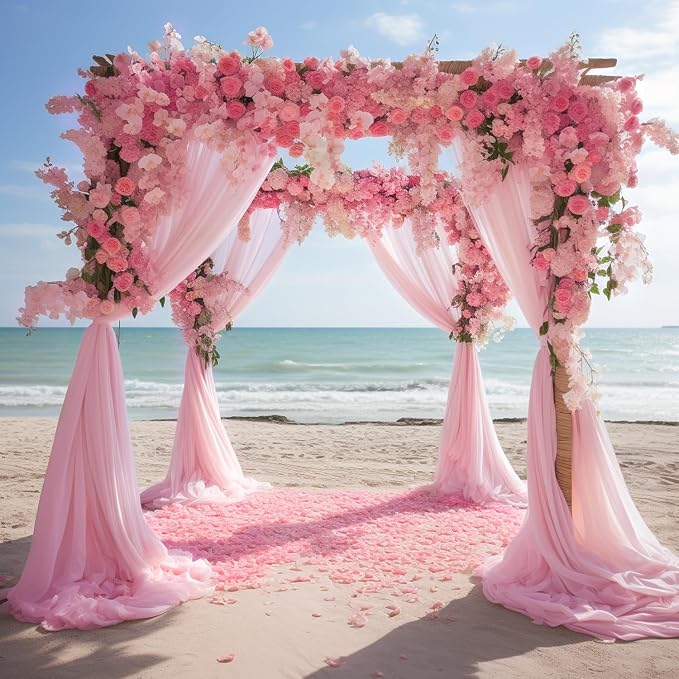 Wedding Arch Draping Fabric Backdrop Drapes 4 Panels, Blush Pink | 28.7"x20FT - Image 7