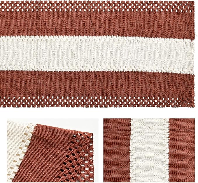 Artoid Mode Caramel Farmhouse Woven Table Runner 12x108 Inch | Holiday Rustic - Image 6