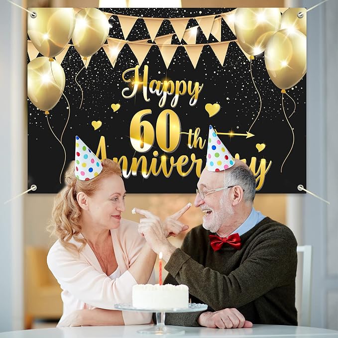 HAMIGAR 6x4ft Happy 60th Anniversary Banner Backdrop - Image 6