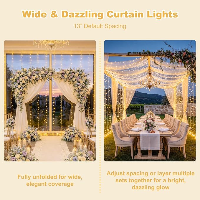 JMEXSUSS 900 LED Curtain Lights, Outdoor String Lights Indoor, 9.5x29.5ft | - Image 2