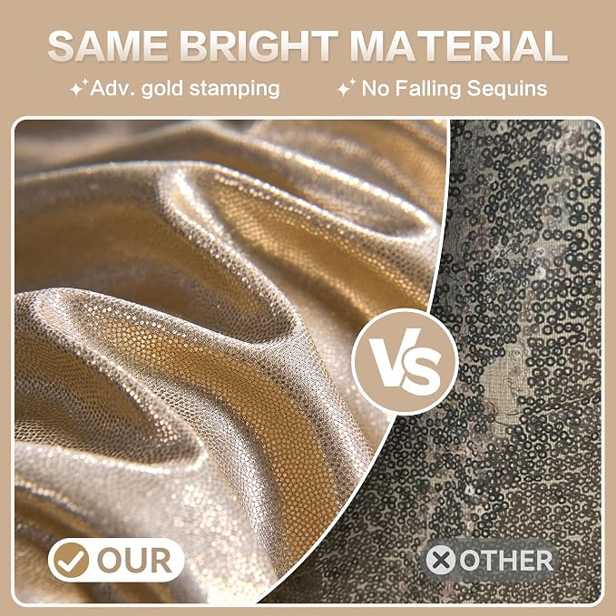 gogoparti 20x10FT Champagne Gold Sequin Backdrop Curtain - Image 3