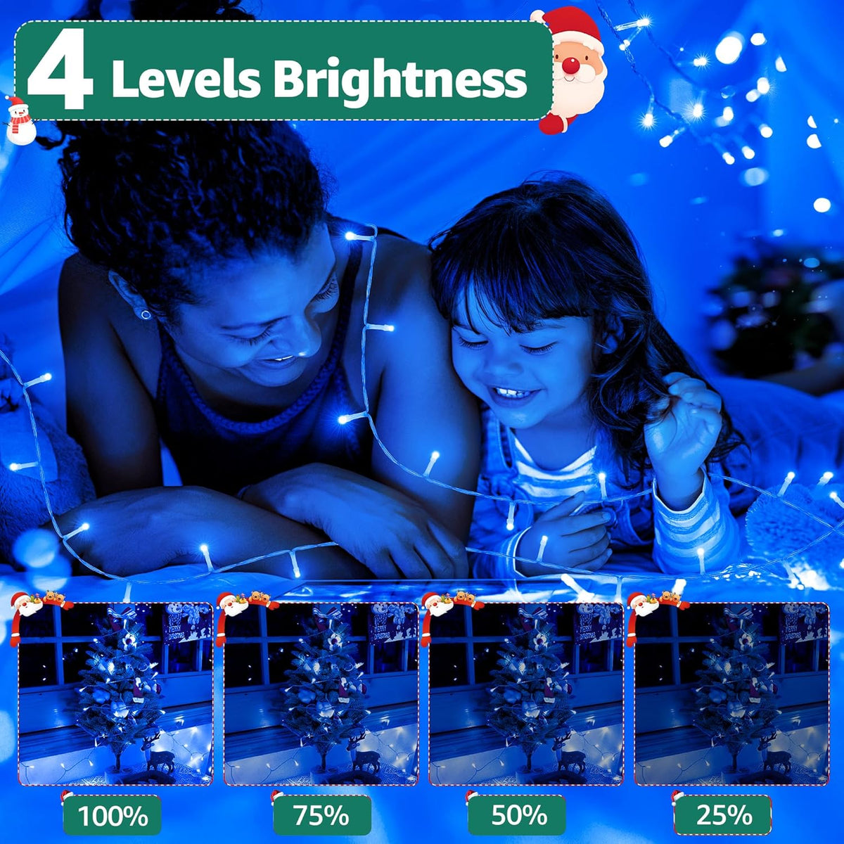 Christmas Lights Outdoor Waterproof, 196 FT 600 LED String Lights with Remote,8 Modes Christmas String Lights Plug in Twinkle Fairy Light for Party Holiday Decor (Blue)