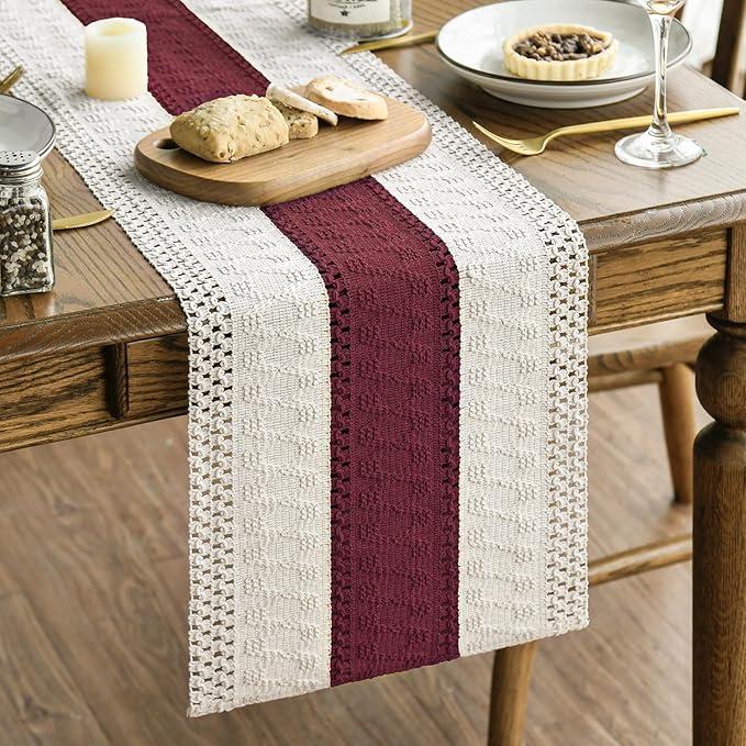 Artoid Mode Red Farmhouse Rustic Christmas Table Runner 12x120 Inch | Seasonal by ArtoidMode