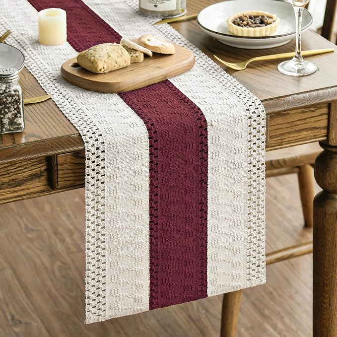 Artoid Mode Red Farmhouse Rustic Christmas Table Runner 12x72 Inch | Seasonal by ArtoidMode