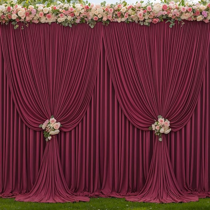 10x12 Burgundy Backdrop Curtains - Image 9