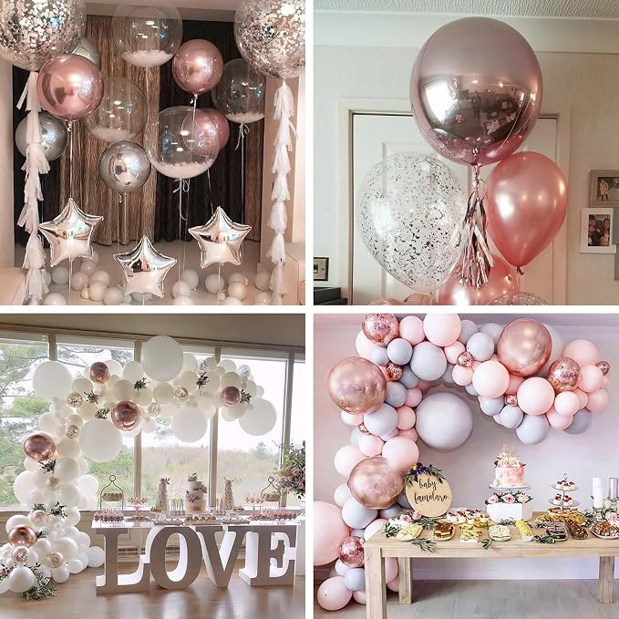 PartyWoo Rose Gold Large Round Giant 4D Jumbo Foil Balloons 6pcs 32 Inch | 32 - Image 6