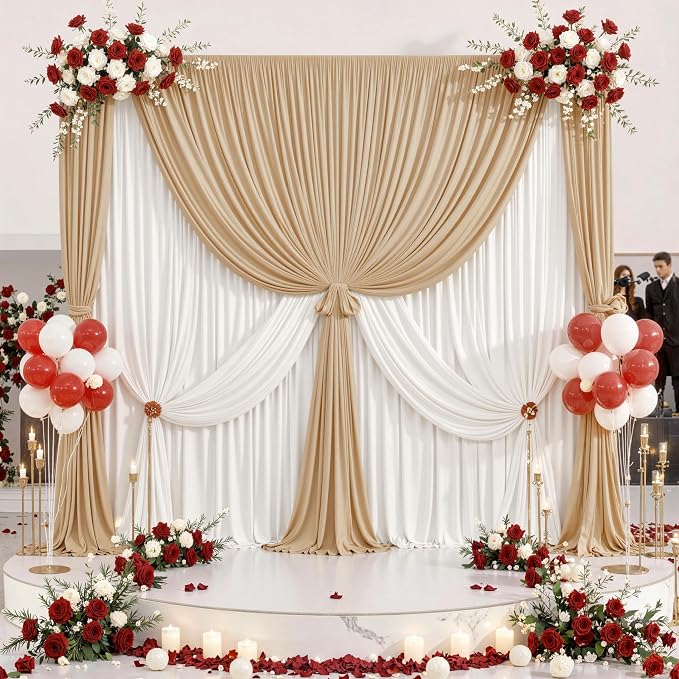 20 ft x 8 ft Thick Champagne Backdrop Curtain - Image 9