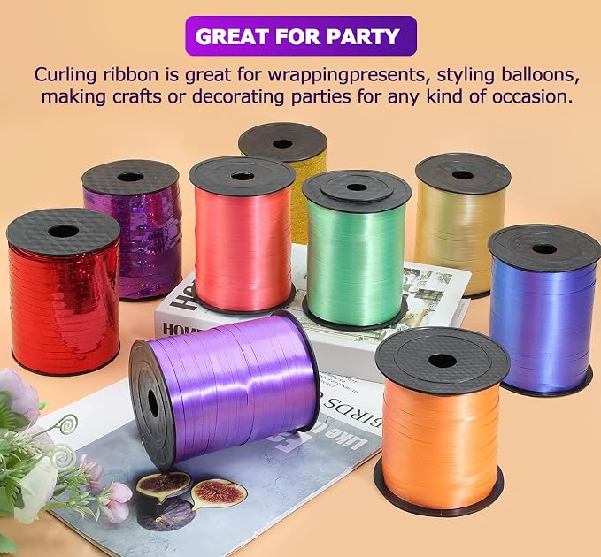 Luomorgo White Curling Ribbon, 500 Yards/1 Roll Balloon Ribbon | Plastic Thin - Image 5