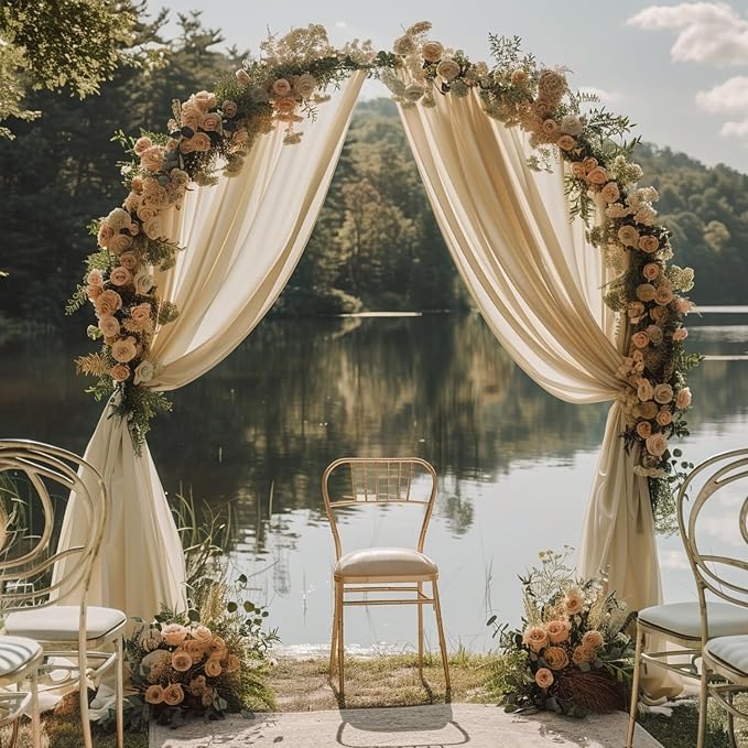 Wedding Arch Draping Fabric Backdrop Drapes 28.7" x 20FT, Champagne | Sheer - Image 6