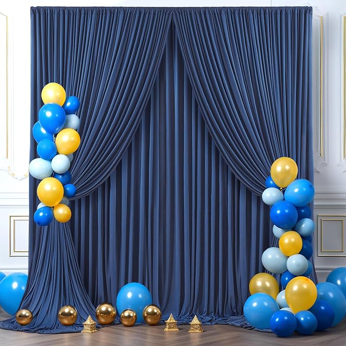 6 Panels Navy Blue Backdrop Curtains - Image 8