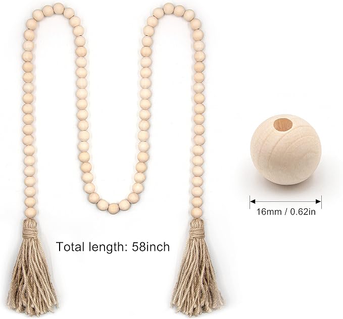LSKYTOP 60 Inches Wood Bead Garland, Wooden Beads - Image 3