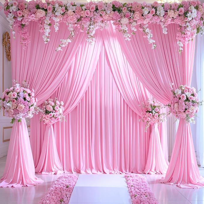 6 Panels Pink Backdrop Curtains - Image 5