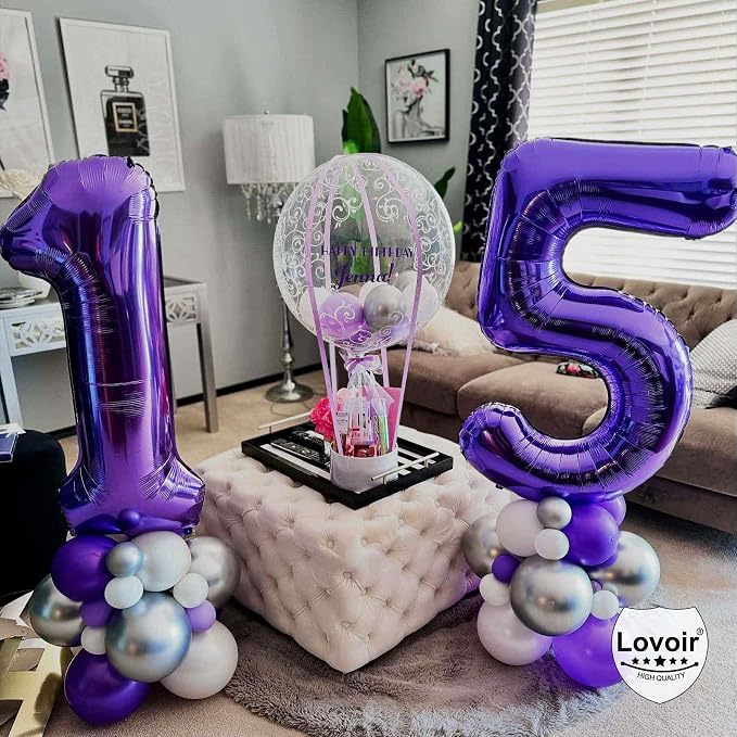 Purple 28 Number Balloons, 40 Inch Giant Number 28 Balloons Foil Mylar Helium - Image 4