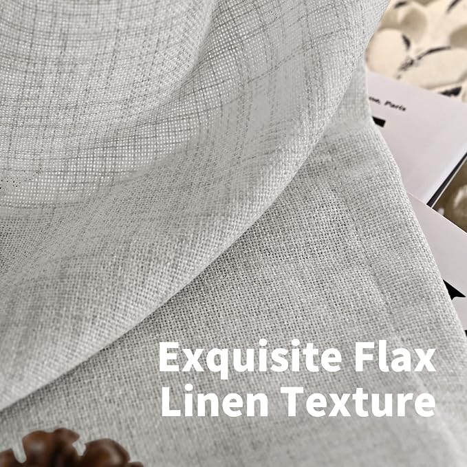 YoungsTex Light Grey Linen Curtains 54 Inch Length - Image 4
