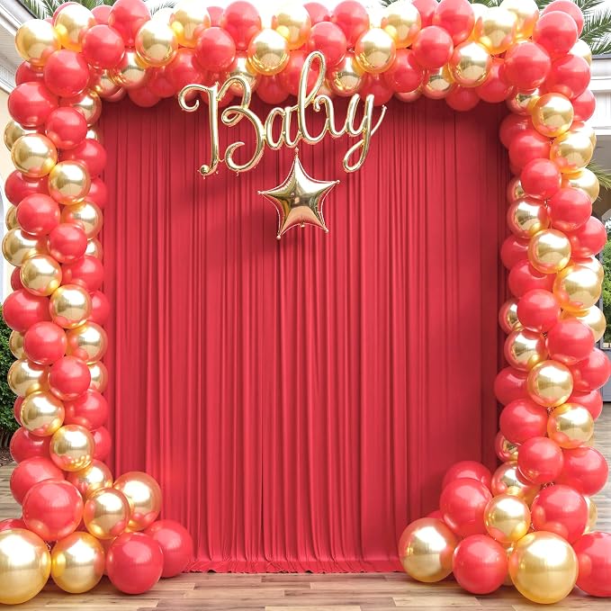 40×12ft Wrinkle Free Red Backdrop Curtain - Image 3