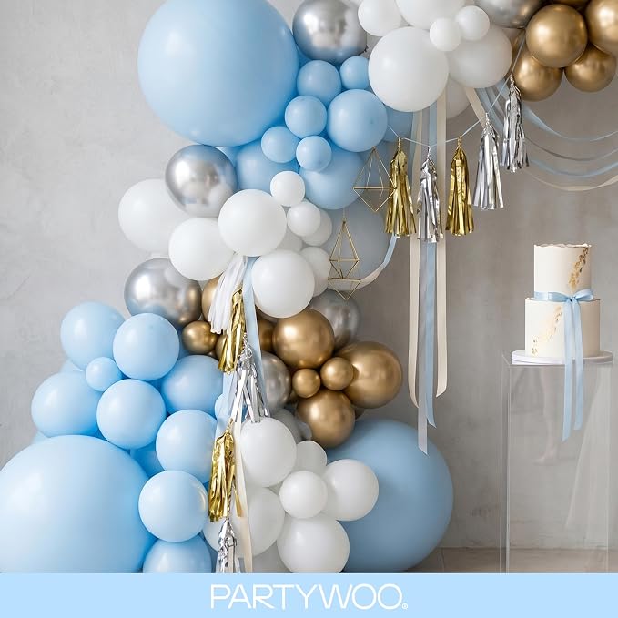 PartyWoo Baby Blue Balloons 123pcs Light Pastel Sky Aqua Blue Color | Different - Image 8