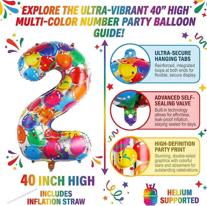 40 Inch Number 12 Balloon Set Large Foil Balloons - Image 2