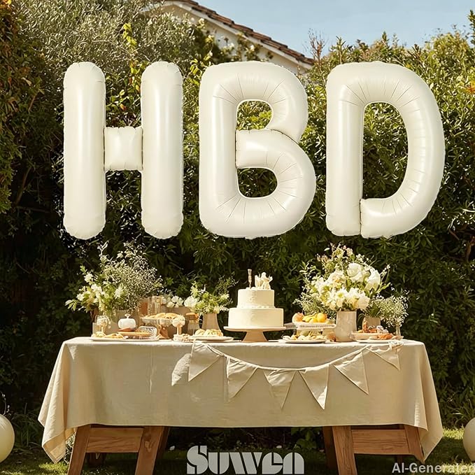 SUWEN 40 Inch Cream Large K Letter Balloons Big Foil Helium A-Z | Jumbo Mylar - Image 3