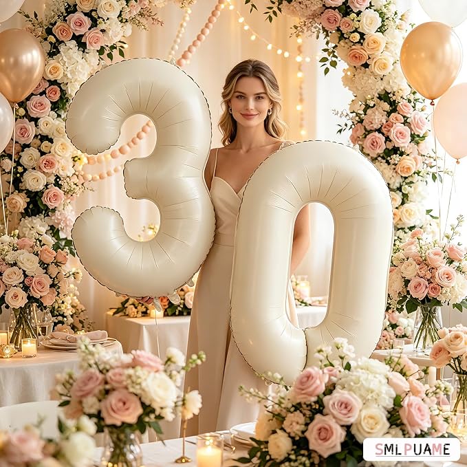 40 Inch Beige Number 6 Balloons - Image 5
