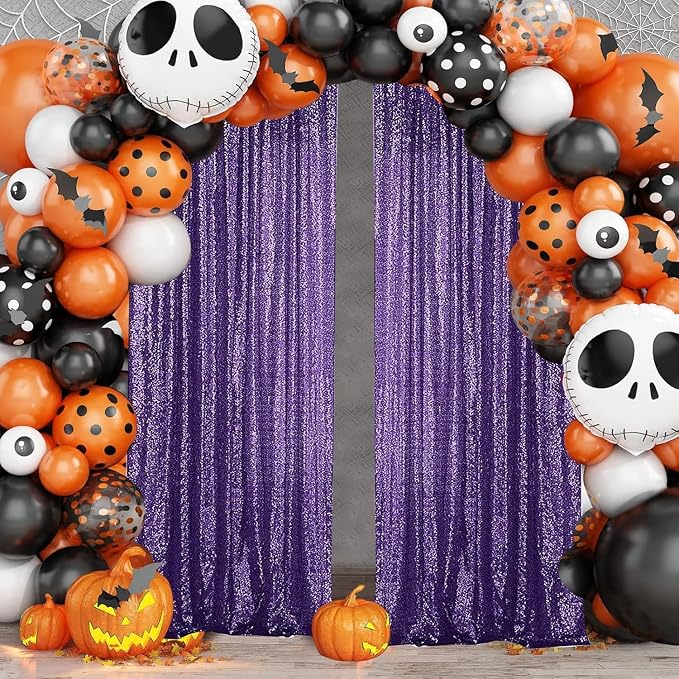 Sugargirl Purple Sequin Backdrop Curtain 10FTx10FT Glitter Purple Background - Image 3