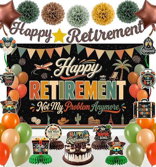 Retirement Party Decorations for Women Men, Vintage Retirement Party Set | by Unknown