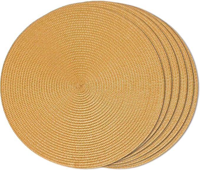 FunWheat Round Braided Placemats Set of 6 Table Mats by FunWheat