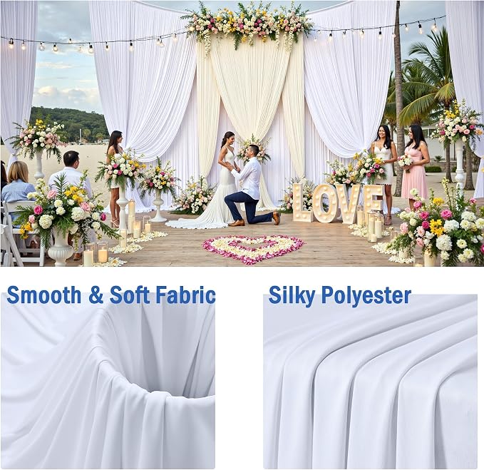 60ft x 12ft White Backdrop Curtains - Image 2