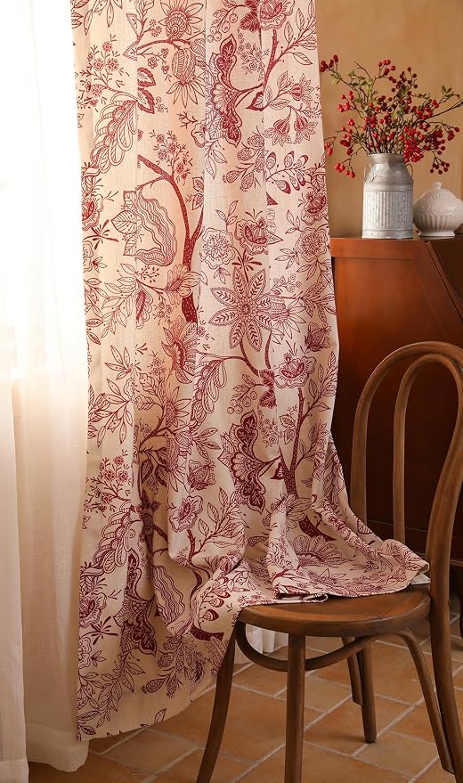 Designer Elegant Linen Printed Curtains, 2 Panels, kitchen Bedroom Living Room - Image 9