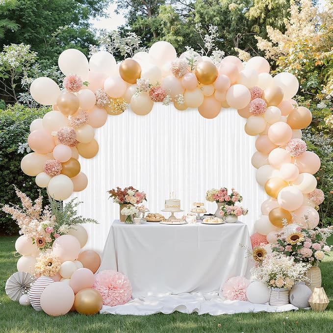 2×8FT-4PCS White Sequin Backdrop Curtains Panels, Photography Backdrop Glitter - Image 3