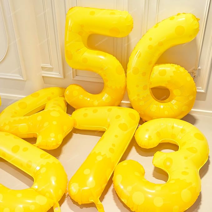 40in Yellow Polka Dot Number 5 Helium Foil Polyester Film Balloon Digital 5 | - Image 6