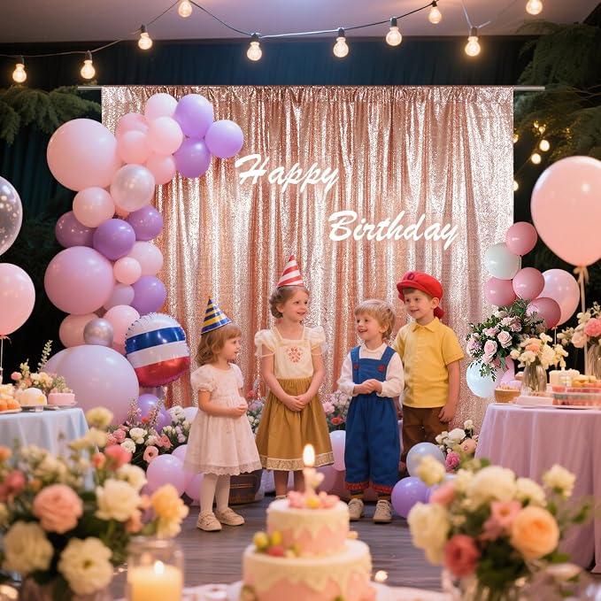 SquarePie 6x8ft Rose Gold Sequin Backdrop, High Density Non-Transparent Glitter - Image 4