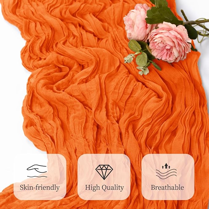 12 Pack Orange Cheesecloth Table Runner 17x108 Inch Semi Sheer Boho Gauze - Image 5