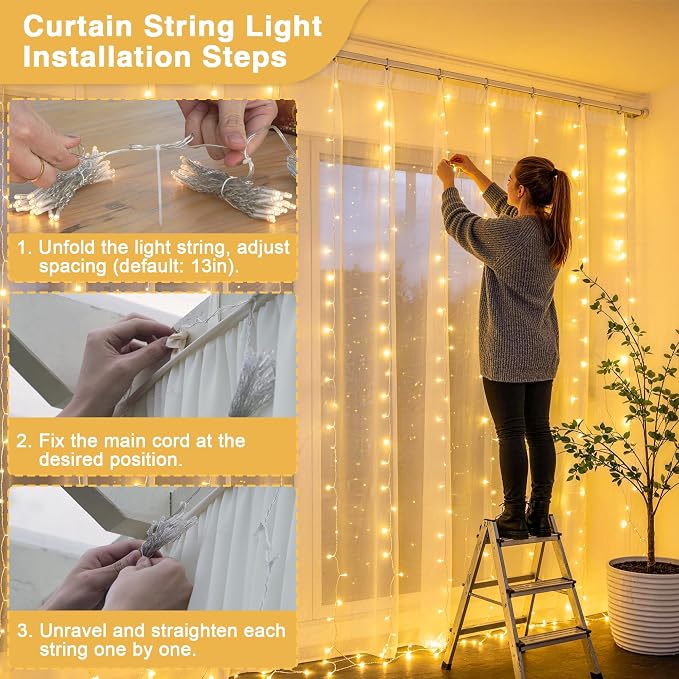 JMEXSUSS 900 LED Curtain Lights, Outdoor String Lights Indoor, 9.5x29.5ft | - Image 9