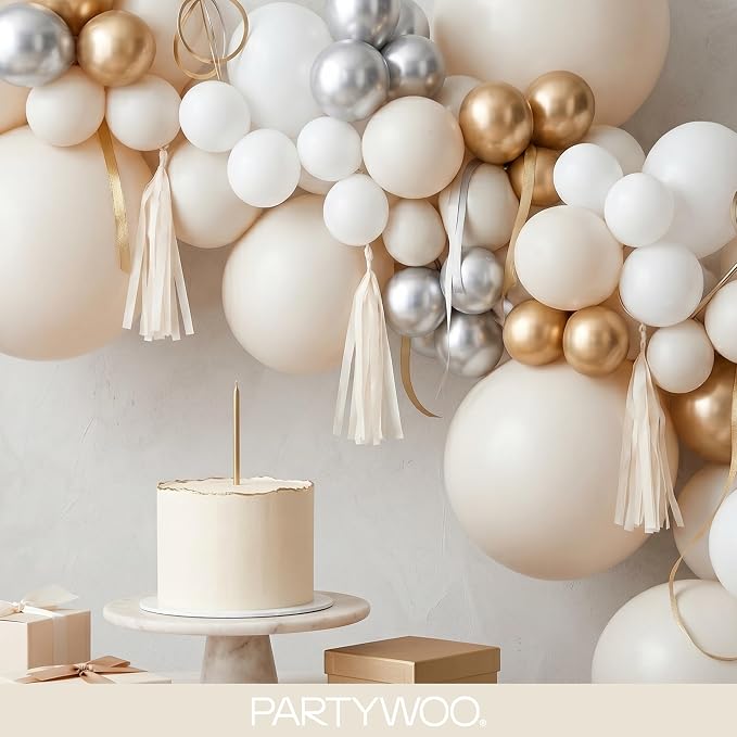 PartyWoo White Sand Balloons 152pcs Different Sizes of 18 12 10 5 Inch Off - Image 8