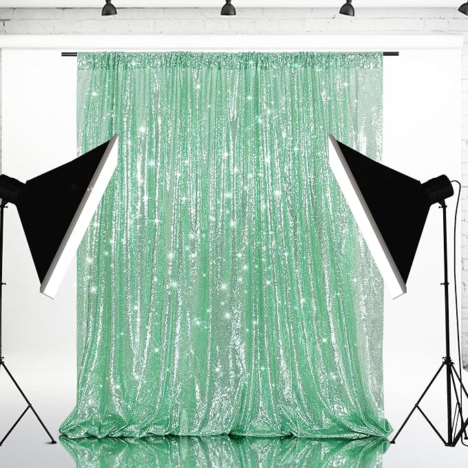 Eternal Beauty Mint Green 3mm Sequin Backdrop 8x10 Ft - Image 2