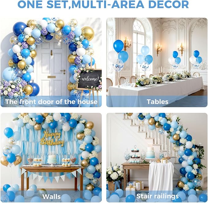 LovesTown Baby Blue and White Balloons, 12 Inch | Confetti balloons, soft color - Image 4