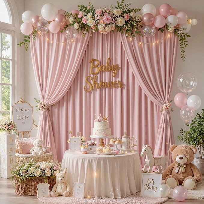 10ft x 15ft Dusty Pink Backdrop Curtains - Image 5