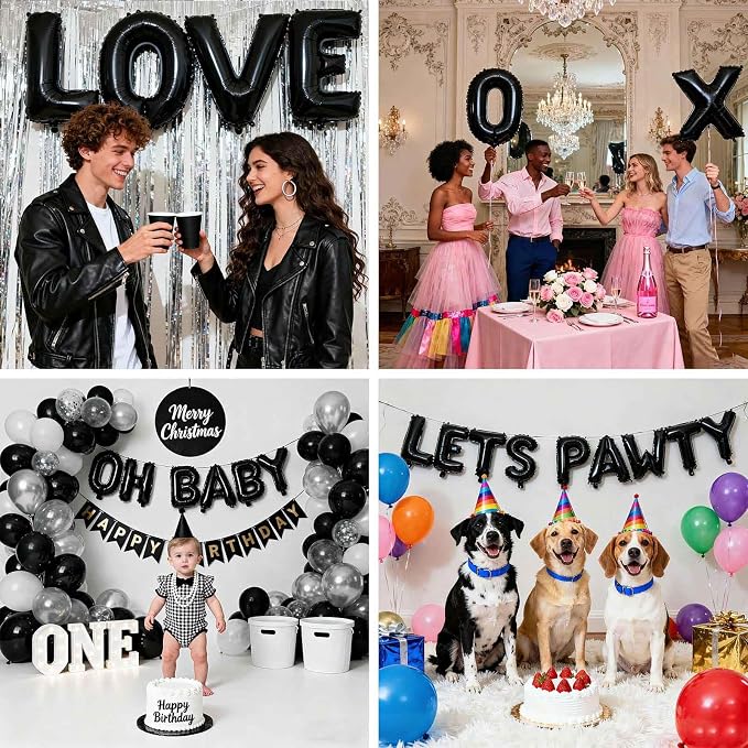 98 Pcs Black Letter Balloons, Custom 3 Set A-Z Set - Image 6