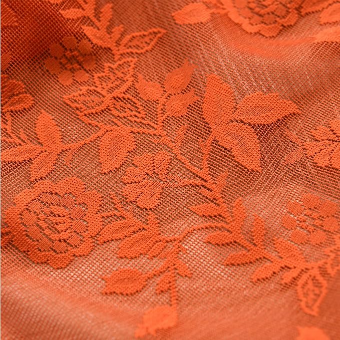 FINECITY Burnt Orange Floral Sheer Curtains - Image 8